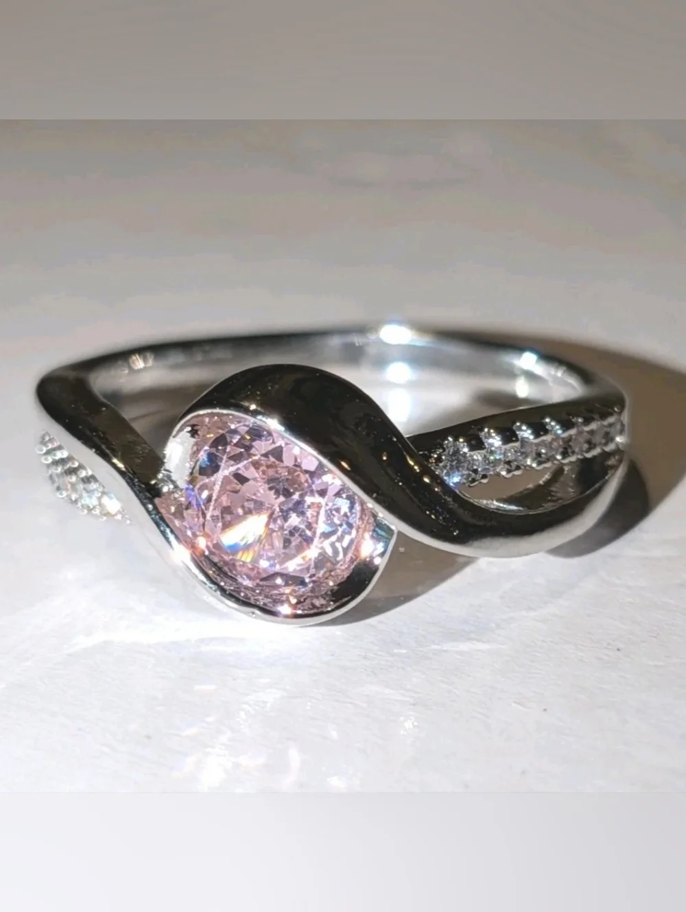 2Ct Round Cut Lab Created Pink Sapphire Minimalist Ring 14K White Gold Plated